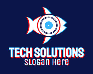 Glitchy Fish Turntable logo design