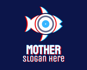 Cyber - Glitchy Fish Turntable logo design