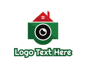 Lens - Green Camera House logo design