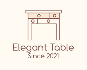 Table - Wood Table Drawer logo design