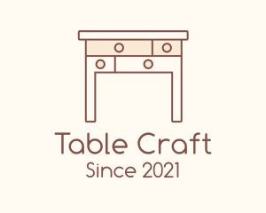 Table - Wood Table Drawer logo design