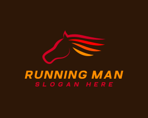 Riding - Wild Flaming Horse logo design