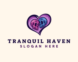 Couple Skull Heart Logo