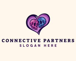 Relationship - Couple Skull Heart logo design