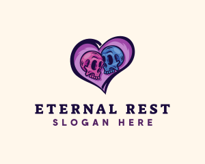 Undead - Couple Skull Heart logo design