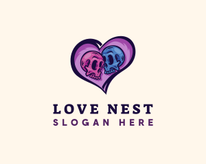 Couple - Couple Skull Heart logo design