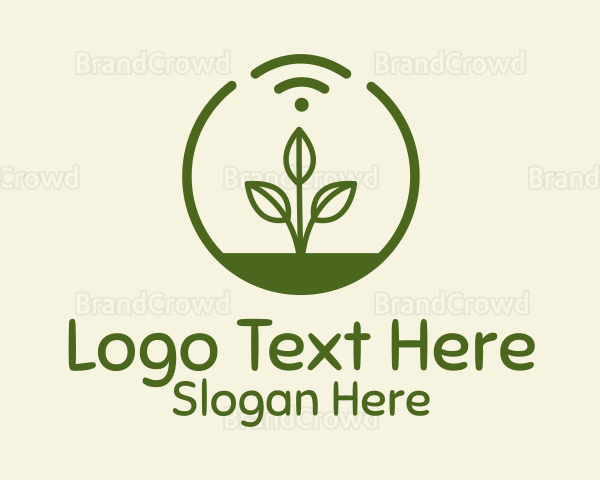 Plant Wifi Signal Badge Logo