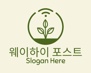 Plant Wifi Signal Badge logo design