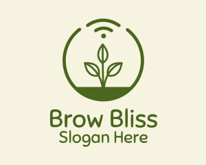 Plant Wifi Signal Badge logo design