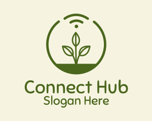 Plant Wifi Signal Badge logo design