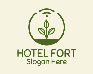 Plant Wifi Signal Badge logo design