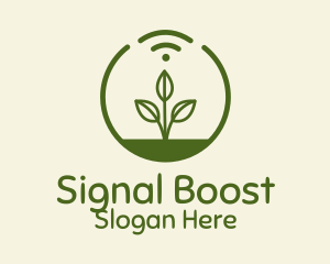 Plant Wifi Signal Badge logo design