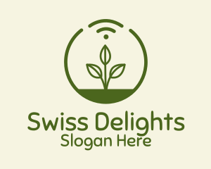 Plant Wifi Signal Badge logo design