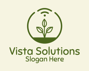 Plant Wifi Signal Badge logo design