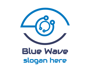 Blue Circuit Eye logo design