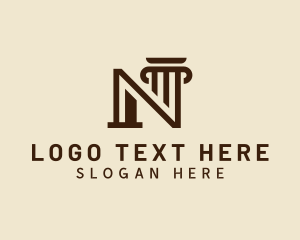 Pillar - Legal Column Letter N logo design