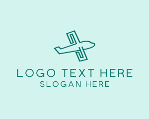 Flight - Green Airplane Travel logo design