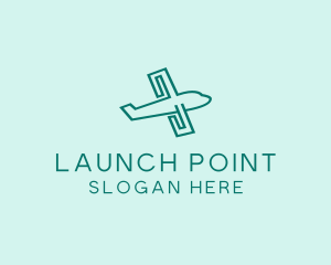 Takeoff - Green Airplane Travel logo design