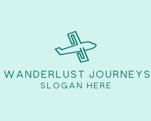 Pilot School - Green Airplane Travel logo design