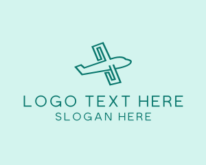 Green Airplane Travel Logo