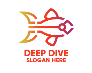Submarine - Gradient Fish Outline logo design