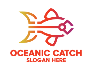 Fish - Gradient Fish Outline logo design
