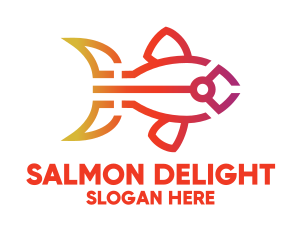 Salmon - Gradient Fish Outline logo design