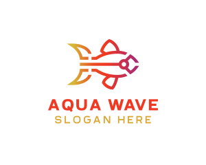 Gradient Fish Outline logo design