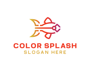 Gradient Fish Outline logo design