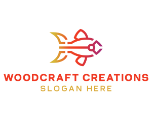 Gradient Fish Outline logo design