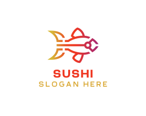 Gradient Fish Outline logo design