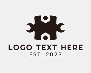 Monochrome - Wrench Letter H logo design