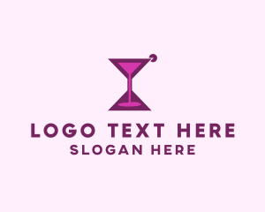 Red Wine - Hourglass Cocktail Time logo design