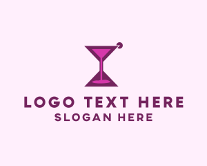 Cocktail Bar - Hourglass Cocktail Time logo design