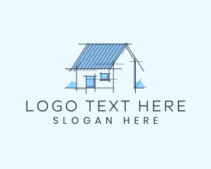 House - Residential House Blueprint logo design
