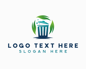 Recycling Bin - Garbage Bin Leaf Cleaning logo design