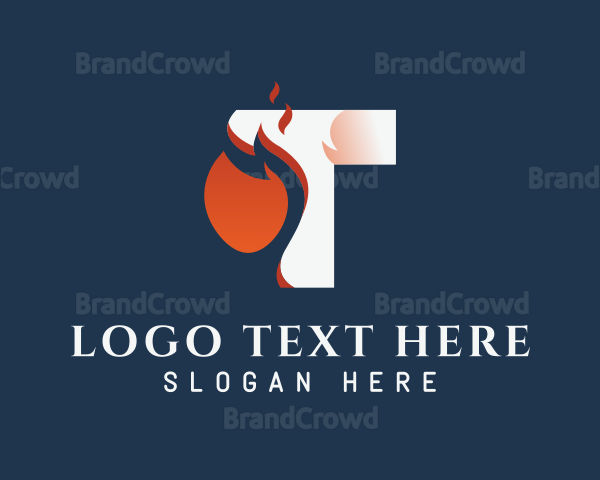 Burning Letter T Business Logo