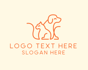 Groomers - Orange Cat Dog Pet logo design