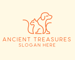 Orange Cat Dog Pet  logo design