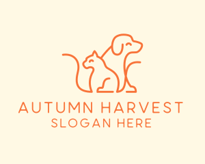 Orange Cat Dog Pet  logo design