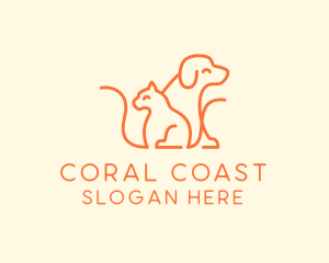 Orange Cat Dog Pet  logo design