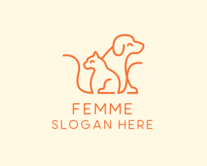 Orange Cat Dog Pet  logo design