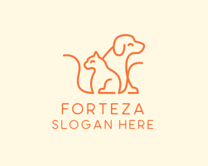 Orange Cat Dog Pet  logo design