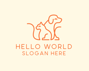 Orange Cat Dog Pet  logo design