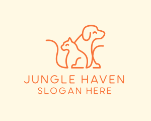 Orange Cat Dog Pet  logo design