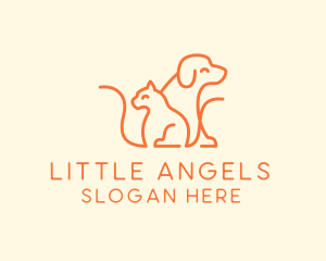 Orange Cat Dog Pet  logo design