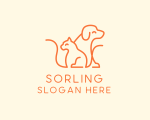 Orange Cat Dog Pet  logo design