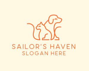 Orange Cat Dog Pet  logo design