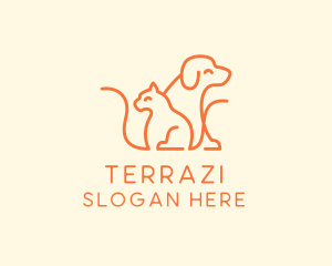 Orange Cat Dog Pet  logo design