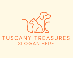 Orange Cat Dog Pet  logo design